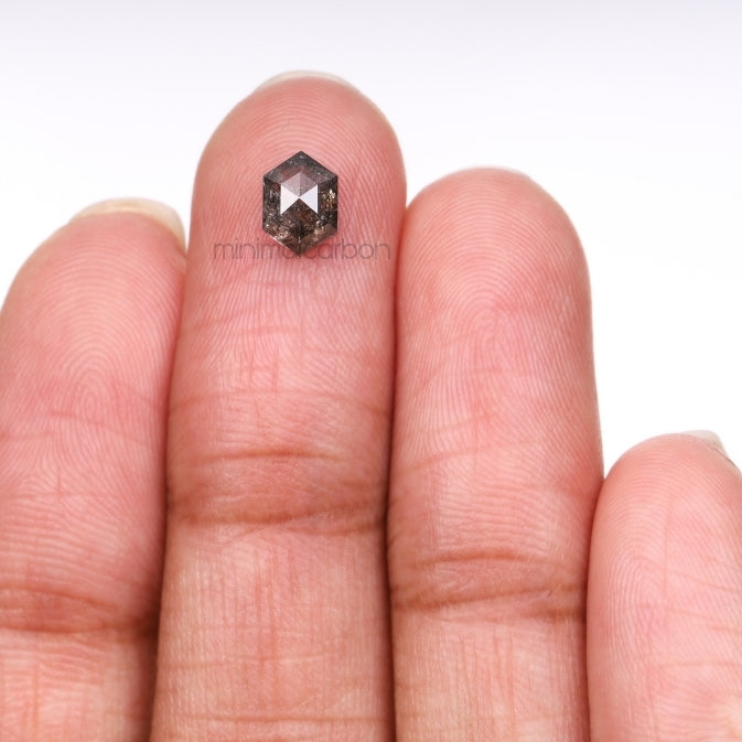 1.05 CT, 6.9 X 5.0 MM | Salt And Pepper Diamond | Hexagon Cut Diamond - Minimal Carbon