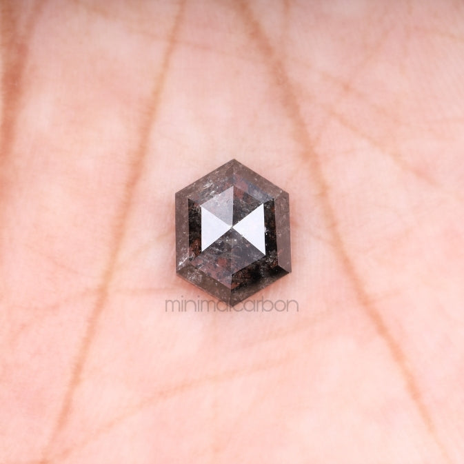 1.67 CT, 8.5 X 6.6 MM | Salt And Pepper Hexagon Cut Diamond