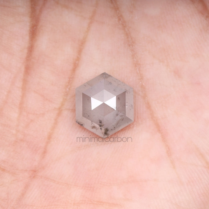 3.35 CT, 10.5 X 9.0 MM | Salt And Pepper Hexagon Cut Diamond