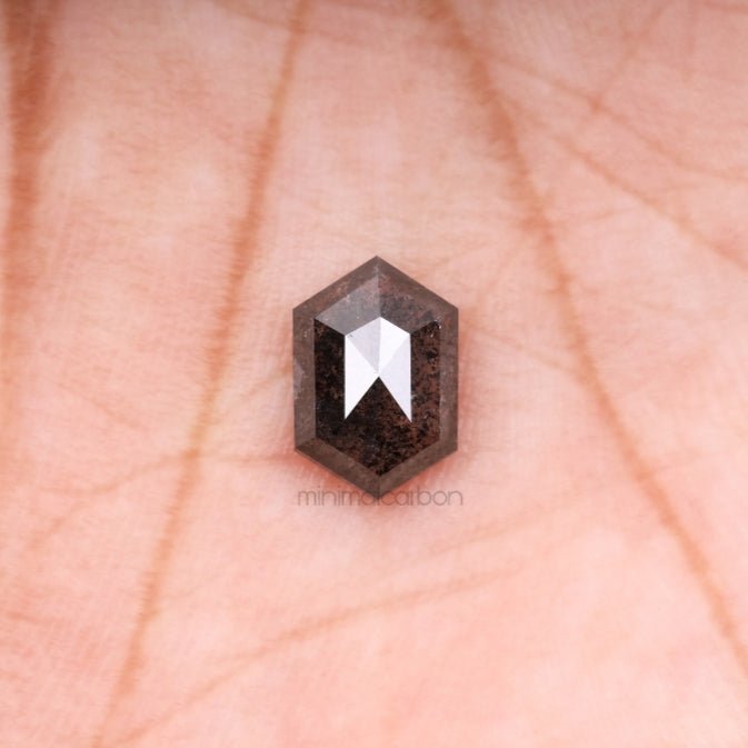 1.32 CT, 8.2 X 5.5 MM | Salt And Pepper Hexagon Cut Diamond - Minimal Carbon