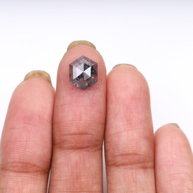 1.81 CT, 10.0 X 8.0 MM | Salt And Pepper Hexagon Cut Diamond