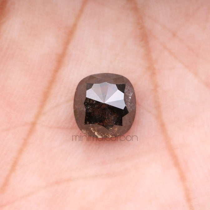 2.57 CT, 7.1 X 6.9 MM | Salt And Pepper Cushion Cut Diamond