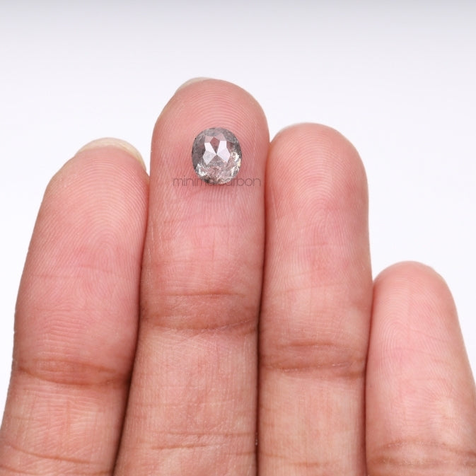 1.30 CT, 6.7 X 5.9 MM | Salt And Pepper Oval Cut Diamond - Minimal Carbon