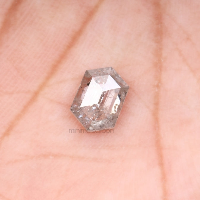 1.12 CT, 7.6 X 5.3 MM | Salt And Pepper Hexagon Cut Diamond - Minimal Carbon