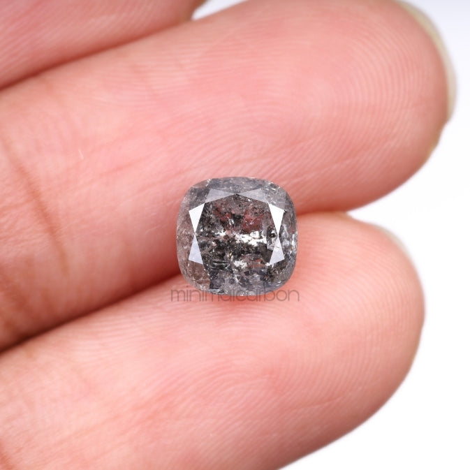 2.01 CT, 7.0 X 7.0 MM | Salt And Pepper Cushion Cut Diamond