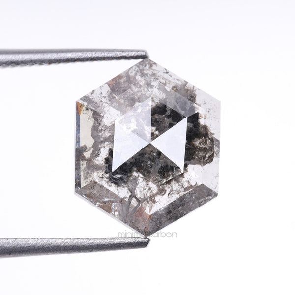 1.81 CT, 10.0 X 8.0 MM | Salt And Pepper Hexagon Cut Diamond