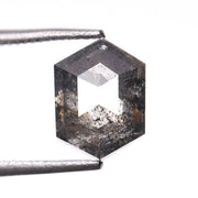 1.15 CT, 7.2 X 5.4 MM | Salt And Pepper Hexagon Cut Diamond - Minimal Carbon