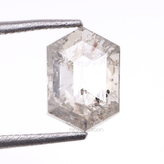 1.12 CT, 7.6 X 5.3 MM | Salt And Pepper Hexagon Cut Diamond - Minimal Carbon