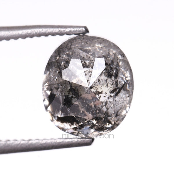 1.75 CT, 6.6 X 5.9 MM | Salt And Pepper Oval Cut Diamond