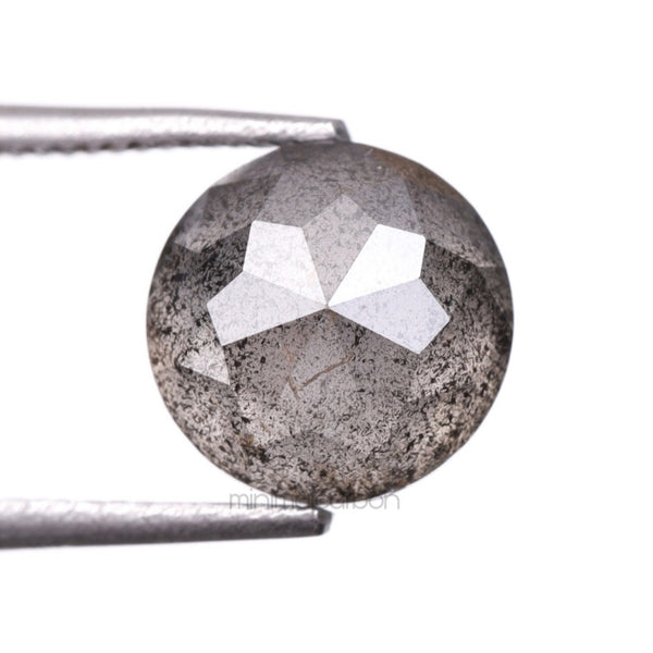 1.81 CT, 6.6 MM | Salt And Pepper Round Rose Cut Diamond
