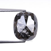 Salt And Pepper Oval Shaped Faceted Rose Cut Diamond