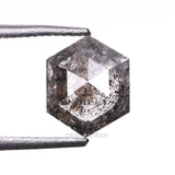 0.97 CT, 6.8 X 5.5 MM | Salt And Pepper Diamond | Hexagon Cut Diamond - Minimal Carbon