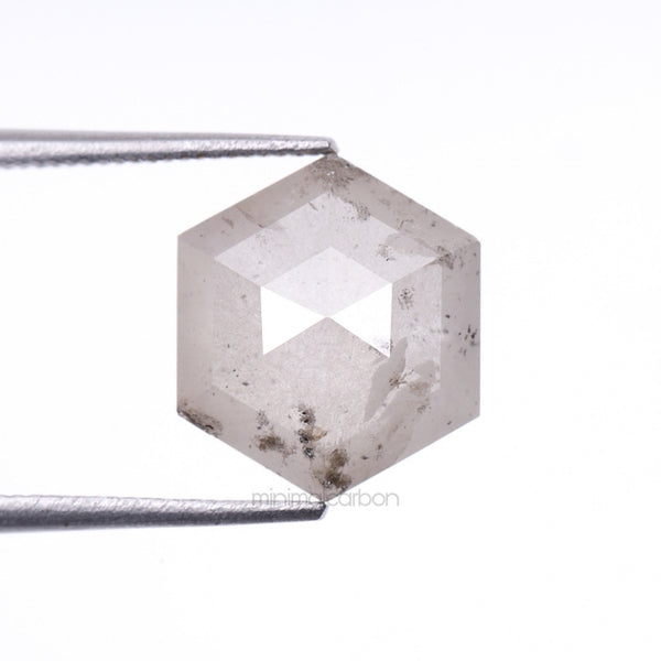 3.35 CT, 10.5 X 9.0 MM | Salt And Pepper Hexagon Cut Diamond