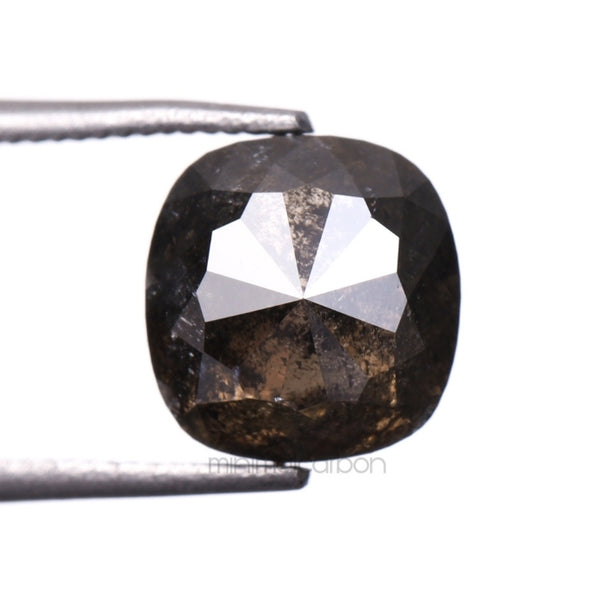 2.57 CT, 7.1 X 6.9 MM | Salt And Pepper Cushion Cut Diamond