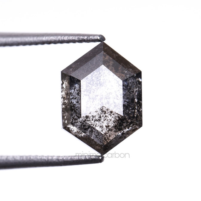 1.73 CT, 8.0 X 5.7 MM | Salt And Pepper Hexagon Cut Diamond