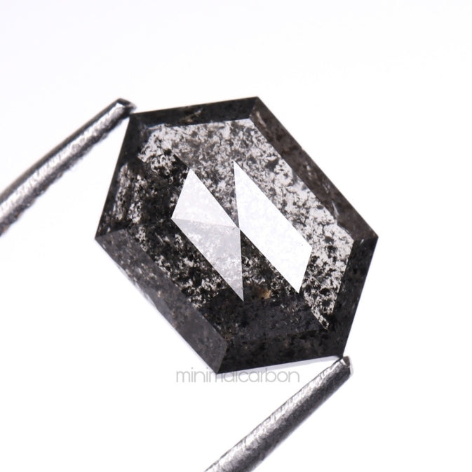 1.32 CT, 8.2 X 5.5 MM | Salt And Pepper Hexagon Cut Diamond - Minimal Carbon