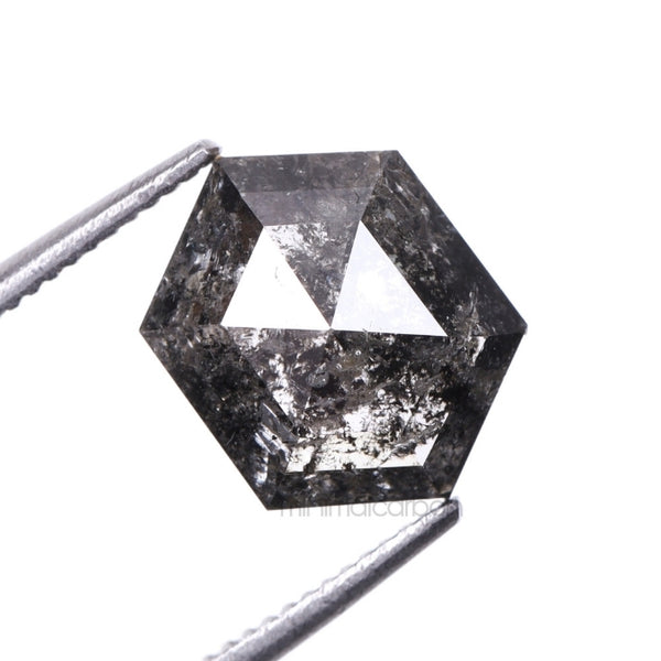 1.67 CT, 8.5 X 6.6 MM | Salt And Pepper Hexagon Cut Diamond