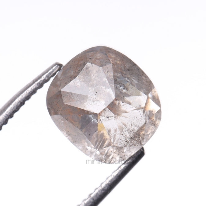 2.05 CT, 6.6 X 6.0 MM | Salt And Pepper Diamond | Cushion Cut Diamond - Minimal Carbon