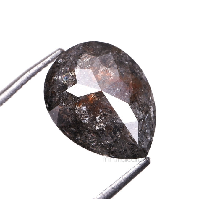 2.67 CT, 9.6 X 7.4 MM | Salt And Pepper Pear Cut Diamond