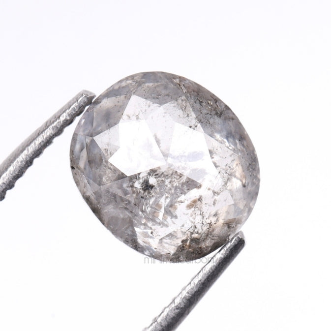 1.30 CT, 6.7 X 5.9 MM | Salt And Pepper Oval Cut Diamond - Minimal Carbon