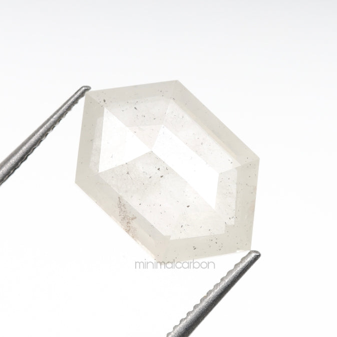 2.65 CT, 11.9 X 7.7 MM | Salt And Pepper Hexagon Cut Diamond - Minimal Carbon