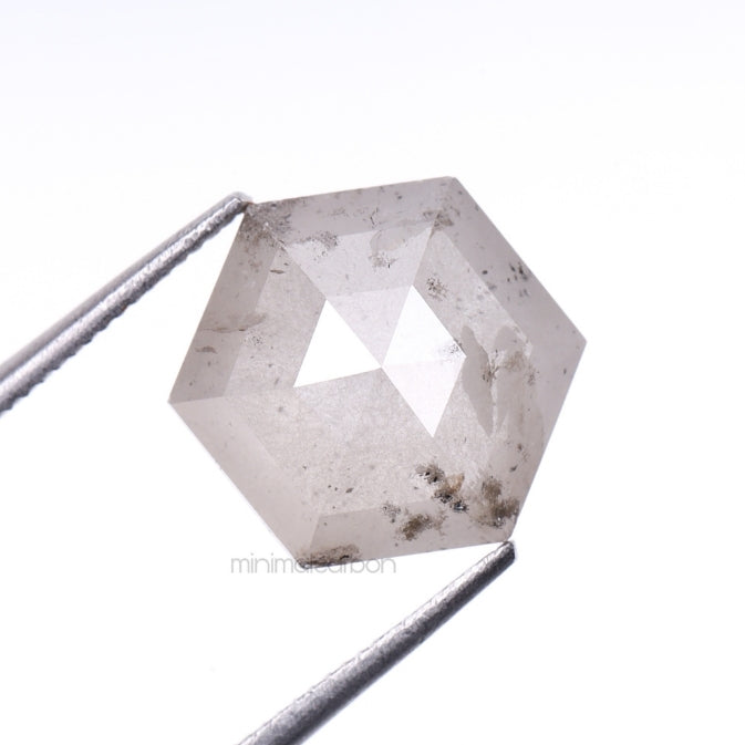 3.35 CT, 10.5 X 9.0 MM | Salt And Pepper Hexagon Cut Diamond