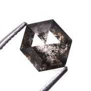 1.29 CT, 6.7 X 5.5 MM | Salt And Pepper Hexagon Cut Diamond - Minimal Carbon
