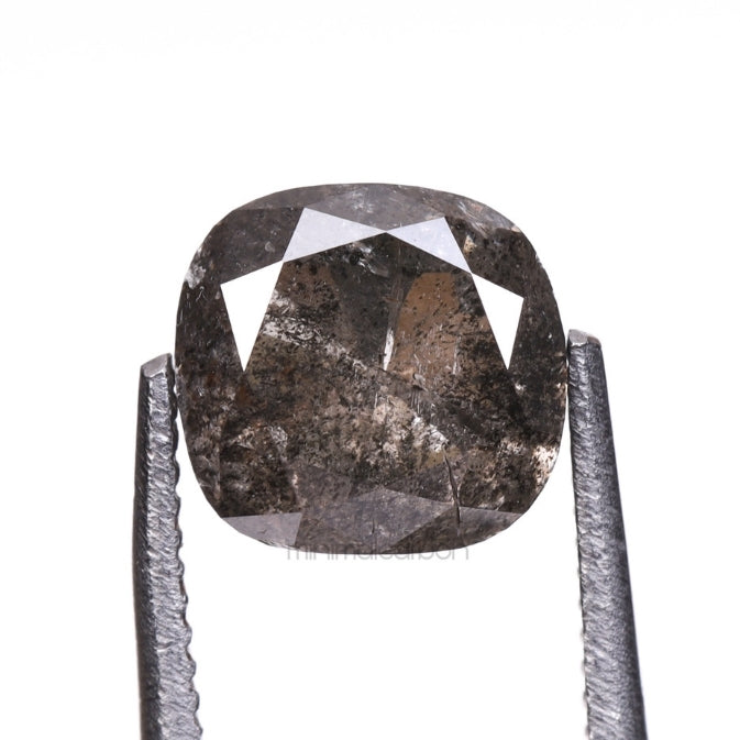 1.22 CT, 6.0 X 5.6 MM | Salt And Pepper Diamond | Cushion Cut Diamond - Minimal Carbon