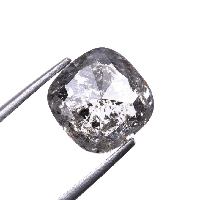 2.01 CT, 7.0 X 7.0 MM | Salt And Pepper Cushion Cut Diamond