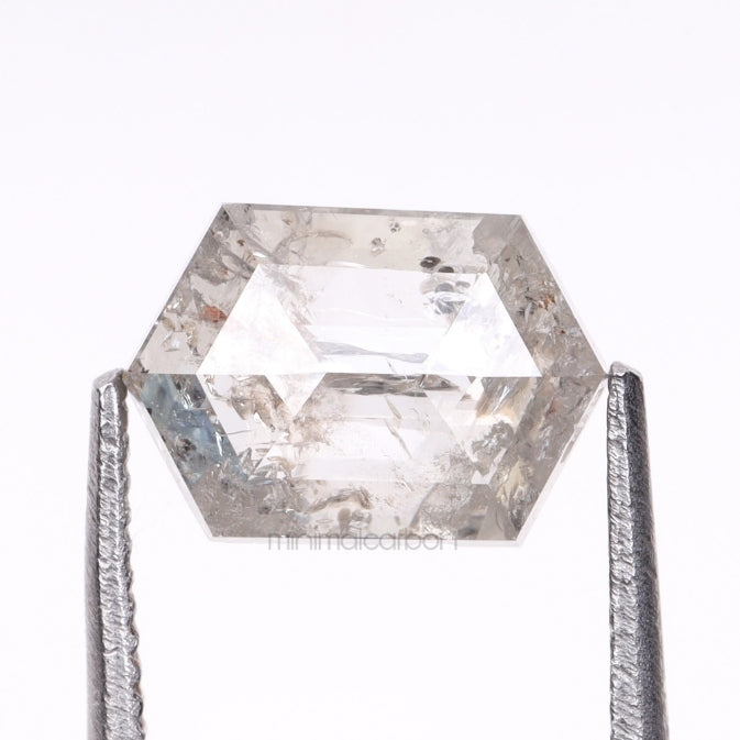 1.12 CT, 7.6 X 5.3 MM | Salt And Pepper Hexagon Cut Diamond - Minimal Carbon