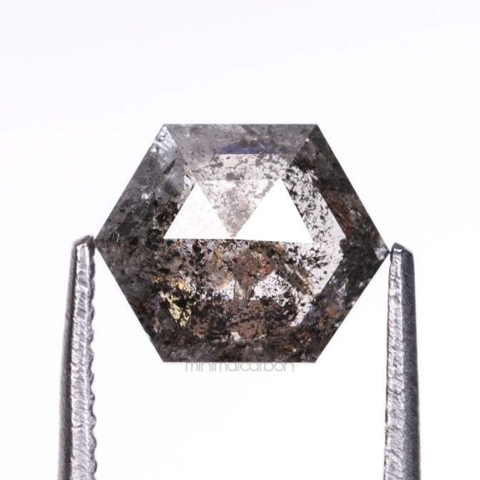 0.97 CT, 6.8 X 5.5 MM | Salt And Pepper Diamond | Hexagon Cut Diamond - Minimal Carbon