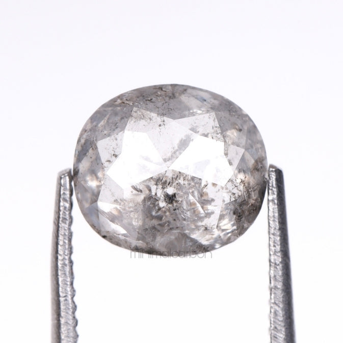 1.30 CT, 6.7 X 5.9 MM | Salt And Pepper Oval Cut Diamond - Minimal Carbon