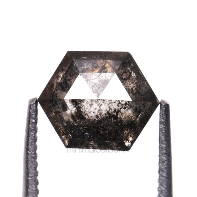 1.29 CT, 6.7 X 5.5 MM | Salt And Pepper Hexagon Cut Diamond - Minimal Carbon