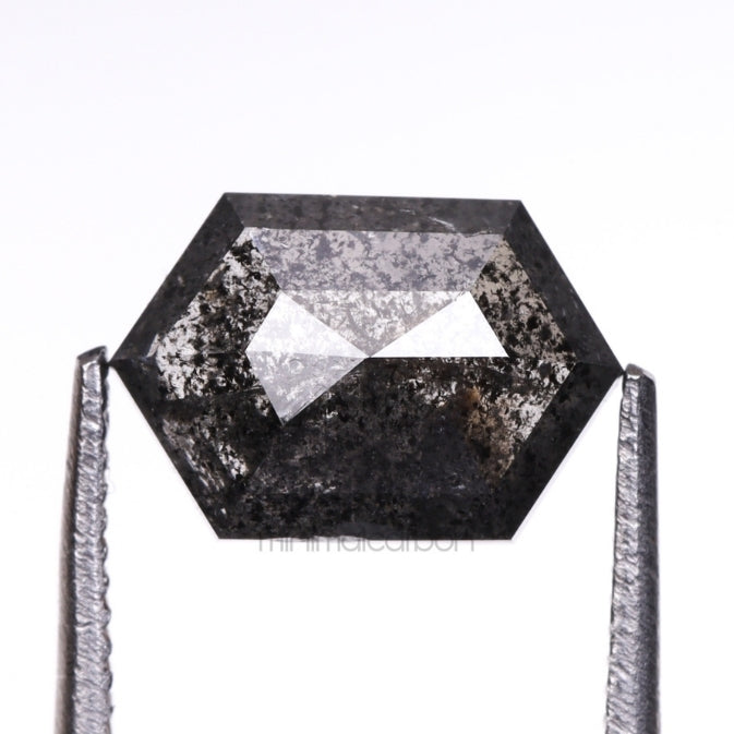 1.32 CT, 8.2 X 5.5 MM | Salt And Pepper Hexagon Cut Diamond - Minimal Carbon