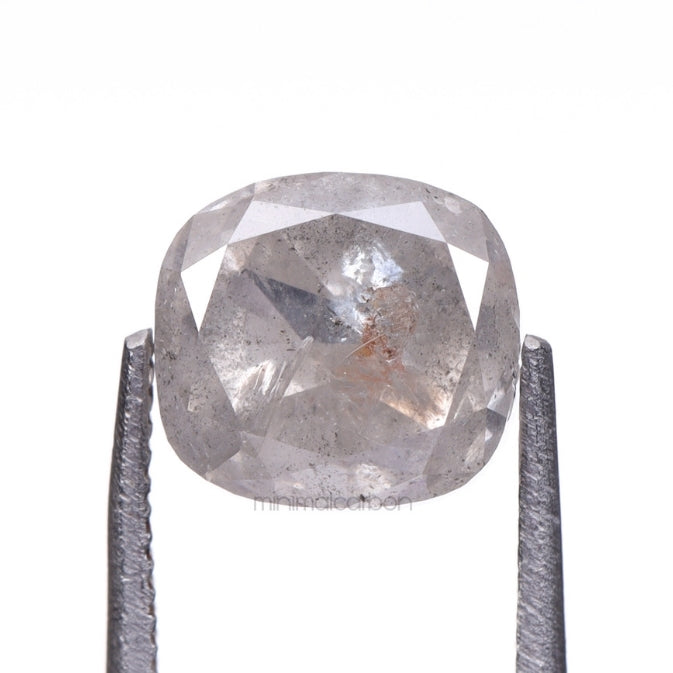2.05 CT, 6.6 X 6.0 MM | Salt And Pepper Diamond | Cushion Cut Diamond - Minimal Carbon