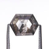 1.15 CT, 7.2 X 5.4 MM | Salt And Pepper Hexagon Cut Diamond - Minimal Carbon