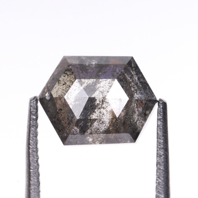 1.15 CT, 7.2 X 5.4 MM | Salt And Pepper Hexagon Cut Diamond - Minimal Carbon