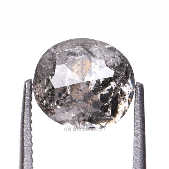 1.75 CT, 6.6 X 5.9 MM | Salt And Pepper Oval Cut Diamond