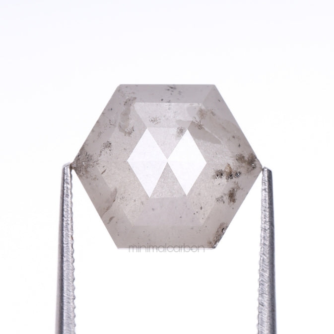 3.35 CT, 10.5 X 9.0 MM | Salt And Pepper Hexagon Cut Diamond