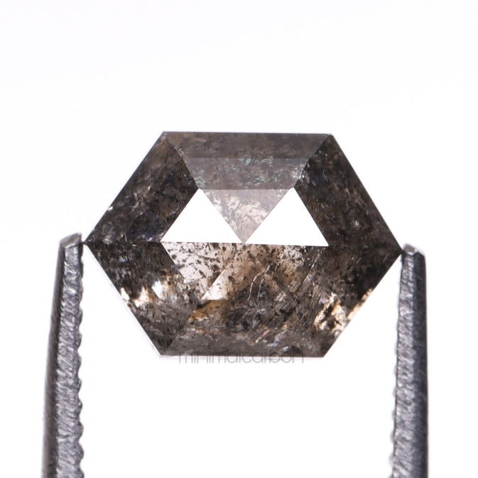 1.05 CT, 6.9 X 5.0 MM | Salt And Pepper Diamond | Hexagon Cut Diamond - Minimal Carbon