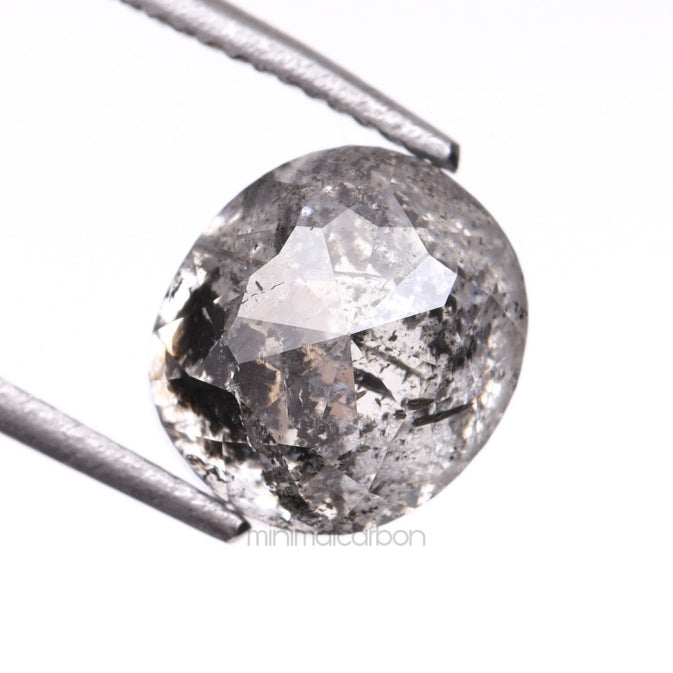1.75 CT, 6.6 X 5.9 MM | Salt And Pepper Oval Cut Diamond