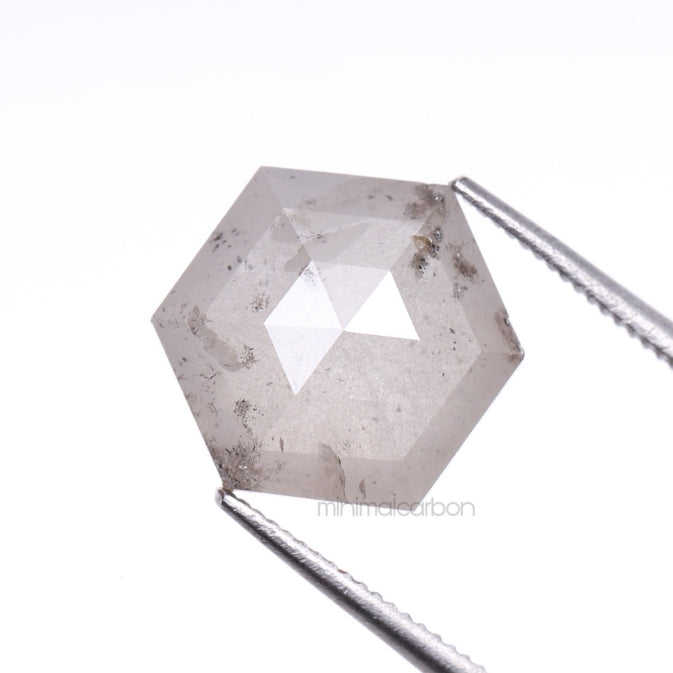 3.35 CT, 10.5 X 9.0 MM | Salt And Pepper Hexagon Cut Diamond