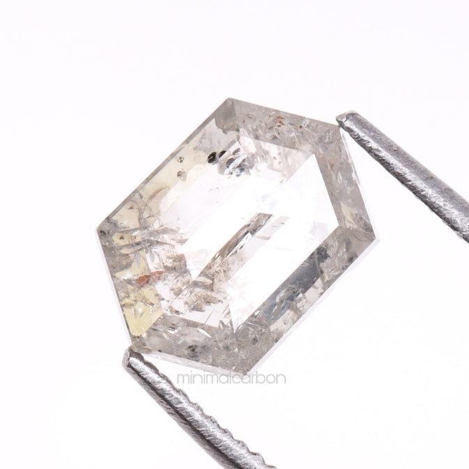 1.12 CT, 7.6 X 5.3 MM | Salt And Pepper Hexagon Cut Diamond - Minimal Carbon