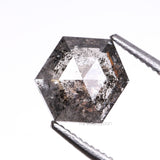 0.97 CT, 6.8 X 5.5 MM | Salt And Pepper Diamond | Hexagon Cut Diamond - Minimal Carbon