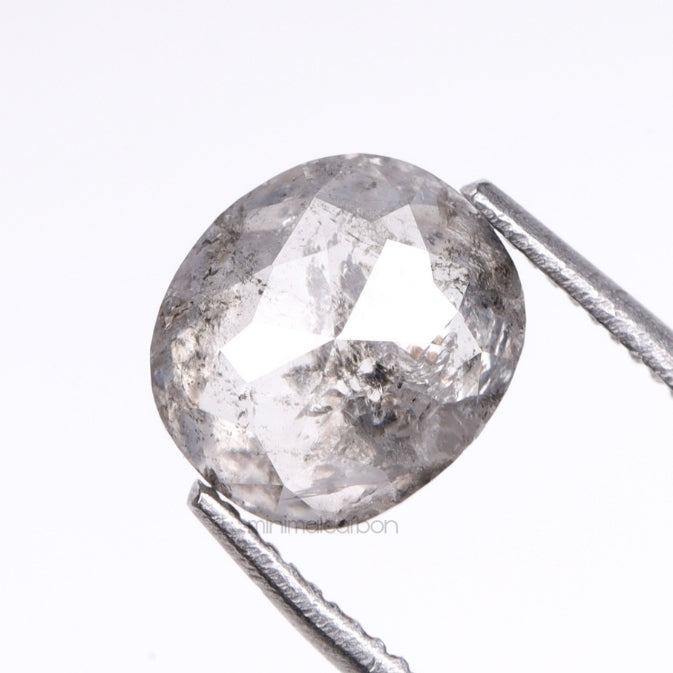 1.30 CT, 6.7 X 5.9 MM | Salt And Pepper Oval Cut Diamond - Minimal Carbon
