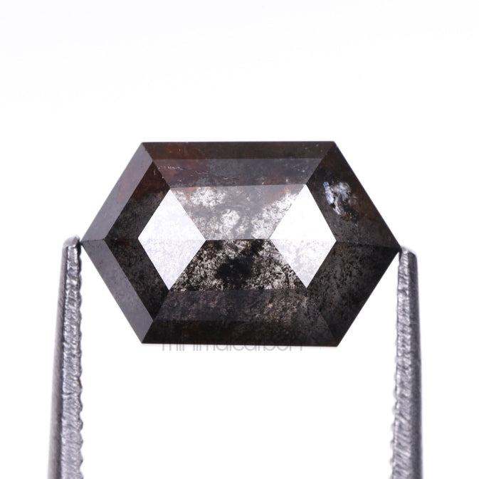 1.88 CT, 9.0 X 5.8 MM | Salt And Pepper Hexagon Cut Diamond