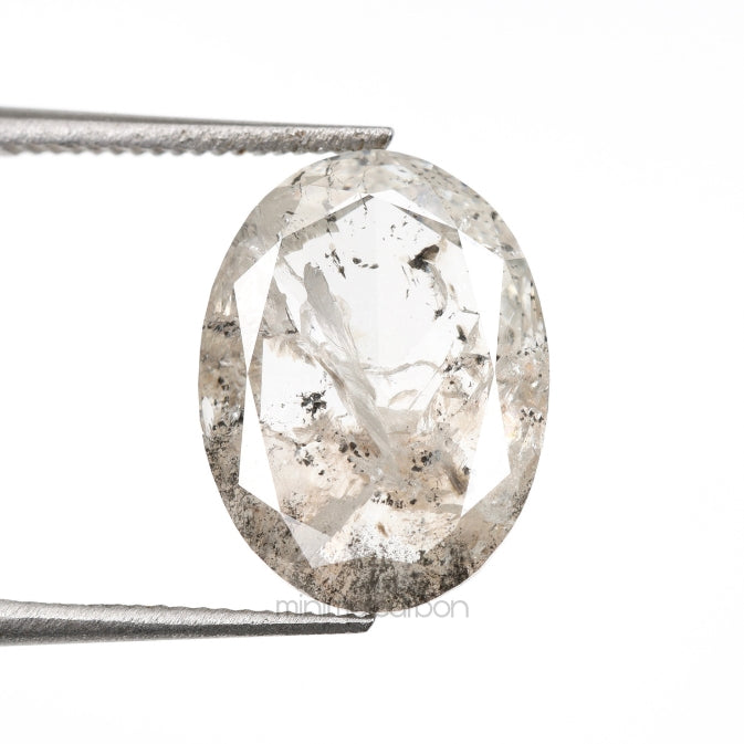 2.85 CT, 11.1 X 8.3 MM | Salt And Pepper Oval Cut Diamond - Minimal Carbon