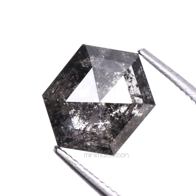 1.67 CT, 8.5 X 6.6 MM | Salt And Pepper Hexagon Cut Diamond