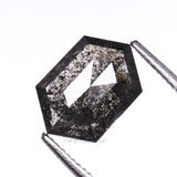 1.32 CT, 8.2 X 5.5 MM | Salt And Pepper Hexagon Cut Diamond - Minimal Carbon
