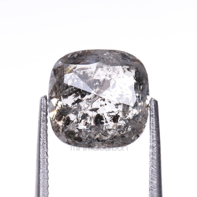 2.01 CT, 7.0 X 7.0 MM | Salt And Pepper Cushion Cut Diamond